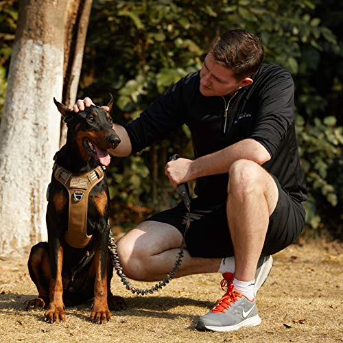Tactical Dog Harness for Large Dogs No Pull (Brown / L(Neck:19-25", Chest:21-35"))