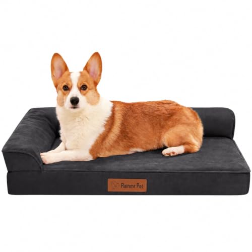 Microsuede Dog Bed for Small & Medium Dogs (Microsuede Style-Dark Grey / M(35"x23"x3"))