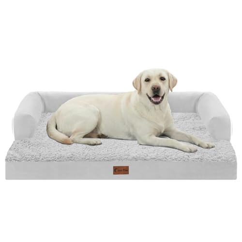 Orthopedic Dog Bed for Extra Large Dogs (Grey White / 45.0"L x 35.0"W x 8.0"Th)