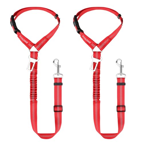 2 Pack Dog Seat Belt for Car (Red)