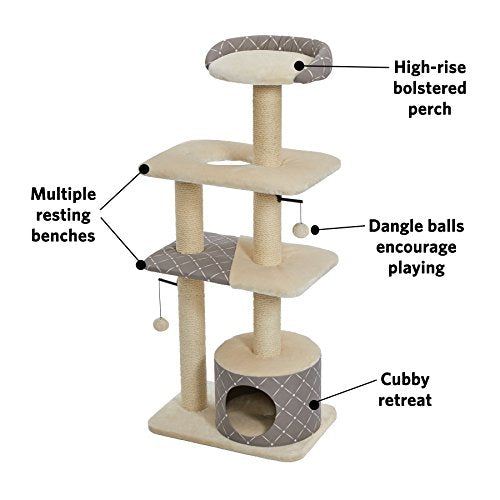 Cat Tree Tower Cat Furniture (Tower Cat Furniture, Mushroom Diamond Pattern)