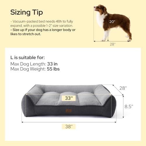 SupportMax® Extra Thick Orthopedic Dog Beds Large Sized Dog (Cream / 38"l X 28"w X 8.5"th)