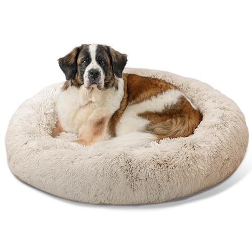 Original Calming Donut Dog Bed (Taupe Shag / X-Large)