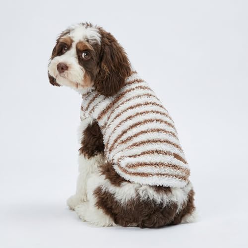 2 Pack Striped Fleece Dog Sweater (Small / Brown-White)