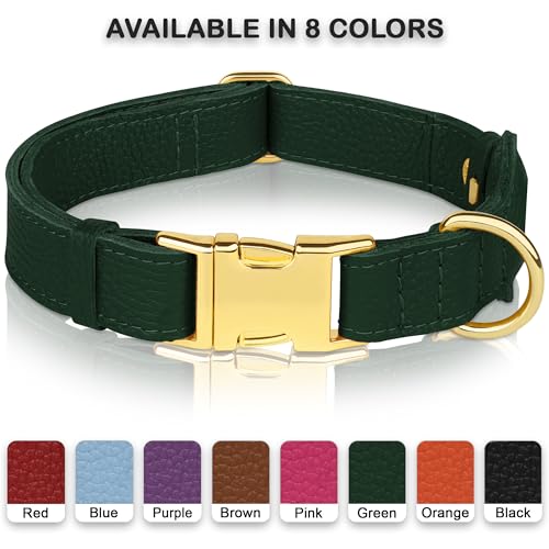 Leather Airtag Dog Collar (Green / XL, 20"-25" Neck Fit)