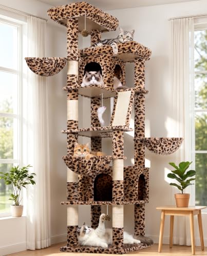 80in Extra Large Leopard Cat Tree Tower (80inch / Leopard Print)