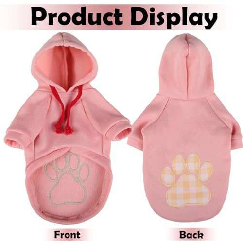 Dog Hoodie Flannel Pet Hooded Sweater with Hat Puppy Pullover Sweater Shirt (Large / Pink)