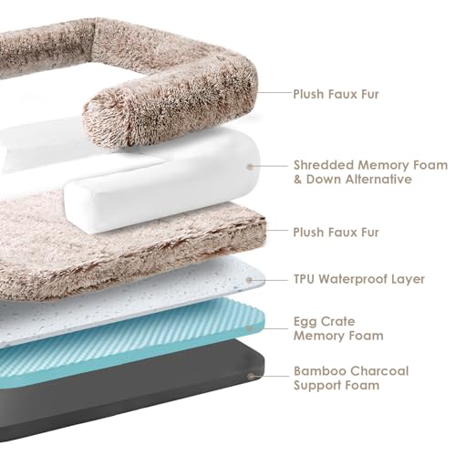 Orthopedic Foldable Human Dog Bed (72x44x11(Folded 44x36) / Faded Brown)