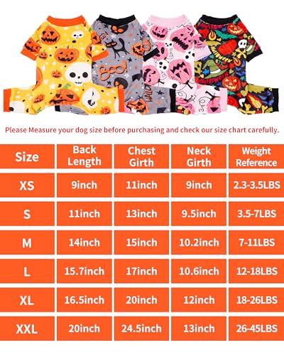 4 Pack Halloween Fleece Dog Pajamas Warm for Extra Small Dogs (X-Small)