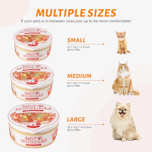 Ramen Noodle Cat Bed (23.6"L x 23.6"W x 10.2"Th / white)