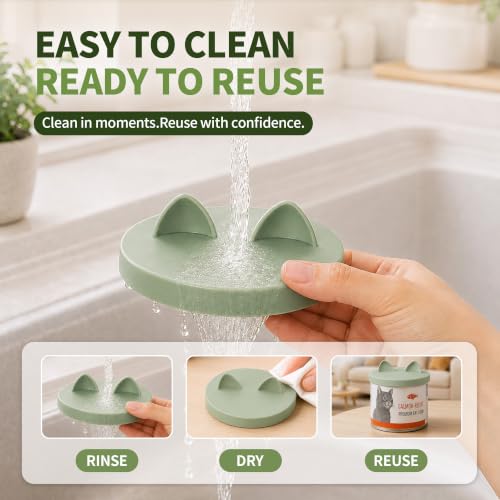 3-in-1 Dog Food Can Lids, Cat Food Can Covers, 2pcs, Sage Green (Light Green)