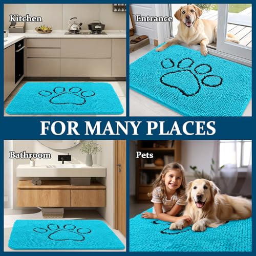 Dog Door Mat for Muddy Paws 36x24 (Aqua Blue / 36" X 24")