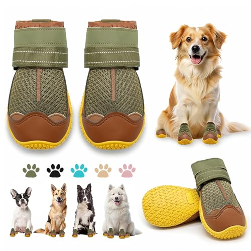 Dog Boots for Large Dogs (Army Green / Width 1.96 Inch)