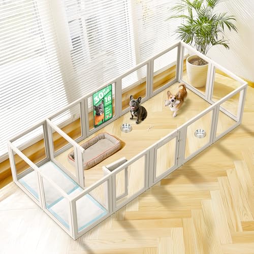 AuraSpace Clear Acrylic Indoor Dog Playpen (White / 30"H)