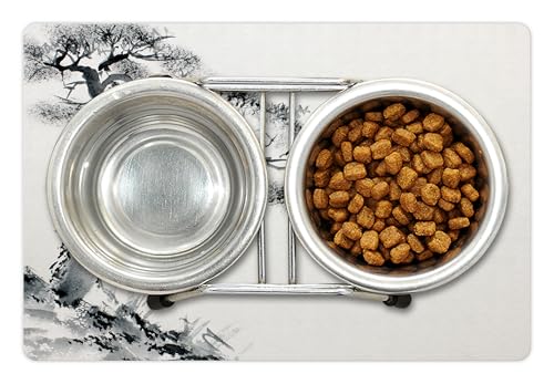 Asian Pet Mat for Food and Water (Grey White)