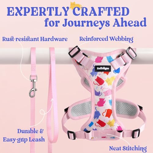 Cat Harness and Leash Set (S / Purrty Pink)