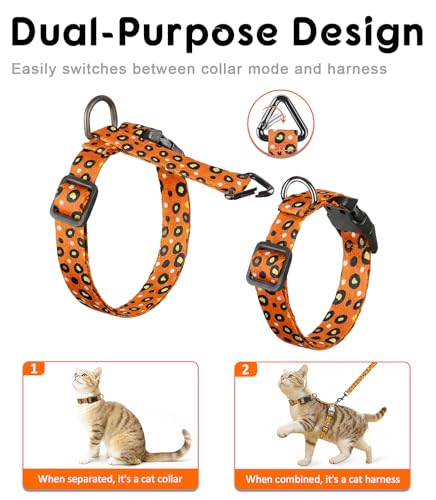 Cat Harness and Leash Set (Vibrant Leopard Orange / Small (4-10 lb))