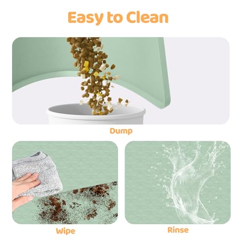 Cat Food Mat Extra Large Silicone Pet Bowl Mat 51''x25.6'' (Green / 51"L x 25.6"W)