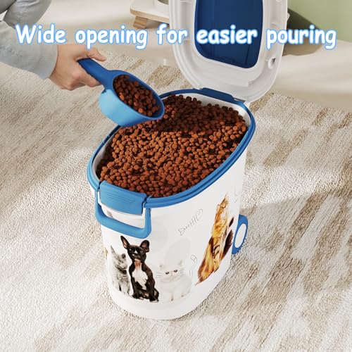 Pet Food Storage Container with Scoop & Slow Feeder Bowl