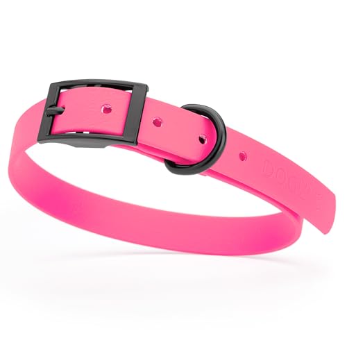 Biothane Waterproof Dog Collar Strong Coated Nylon Webbing with Black Hardware Odor (W3/4" x L15-18" / Passionfruit Pink)