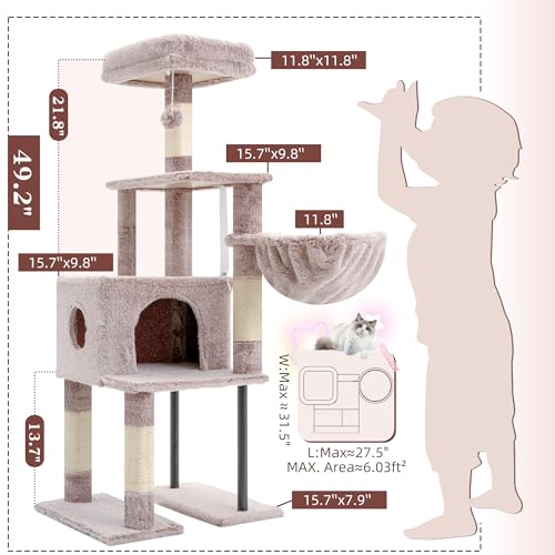 Cat Tree with Toy (Rosy Brown / 49.2 inch)