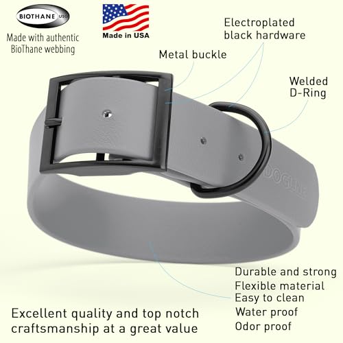 Biothane Waterproof Dog Collar Strong Coated Nylon Webbing with Black Hardware Odor