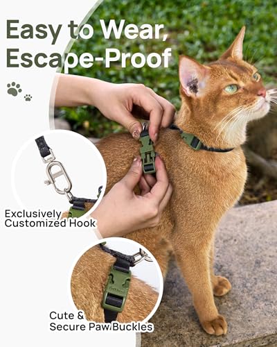 Adjustable Cat Harness and Leash Set Escape Proof (Black)