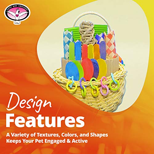 SB669 Wicker Foraging Basket Bird Toy for Parrots Cockatiels Ringnecks Medium Conures Quakers