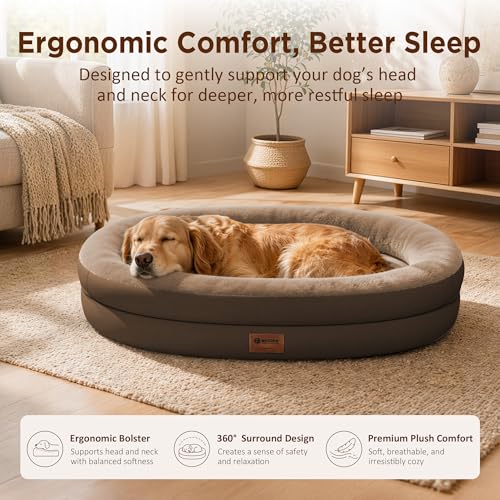 Waterproof Orthopedic Dog Bed for Large Dogs (Coffee / 44"L x 32"W x 7.5"Th)