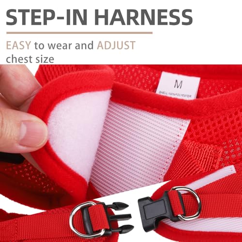 Dog Harness Collar and Leash Set No Pull for Small Medium Sized (Solid Red / M (CHEST 16"-18"))
