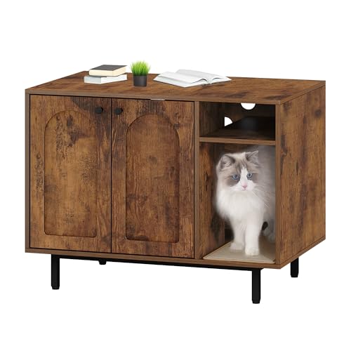 Cat Litter Box Enclosure (Rusic Brown / 31.4"L x 19.6"W x 24"H)