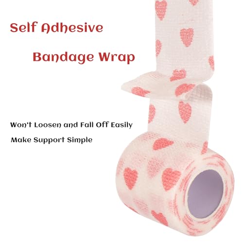 24 Rolls Elastic Self Adhesive Bandage Wrap 2 inch (2 Inch-24 Count White Heart)