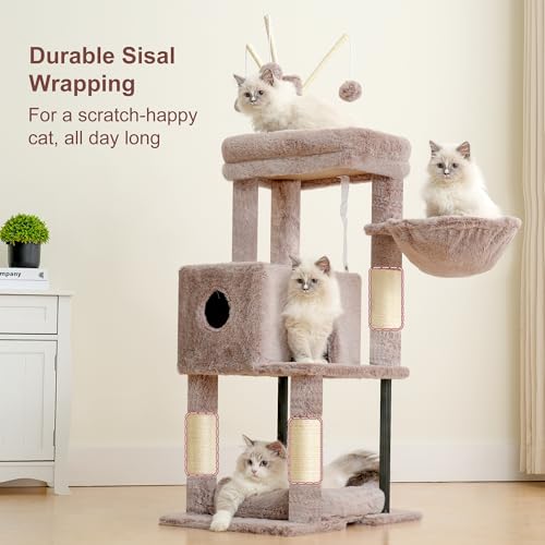 Cat Tree 45.3" Cat Tower for Indoor Cats with Large Perch HCT202SMU (45.3 inch / Muchroom)