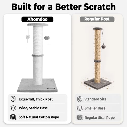 34"Tall Cat Scratching Post for Large Cats (Light Gray)