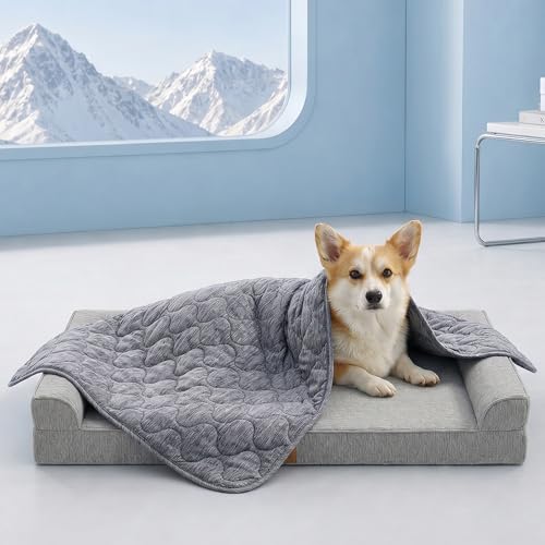Deluxe Leakproof Cooling Blanket for Medium Dog Q (Heather Charcoal Grey / 30*40)