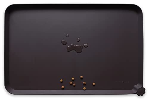 L Silicone Non Slip Pet Dog Cat Bowl Mats (22"L x 14"W / Dark Oak)