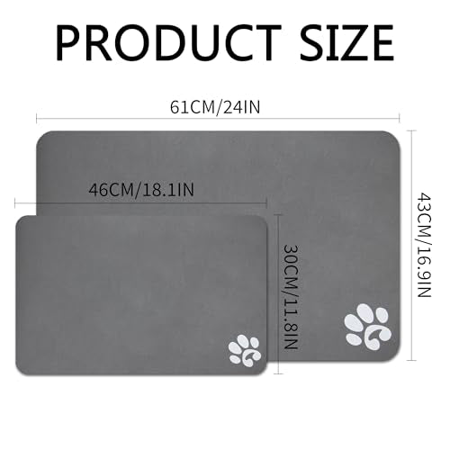 Pet Cat Food Mats (Black & Footprints Logo / 18.1"L x 11.8"W)