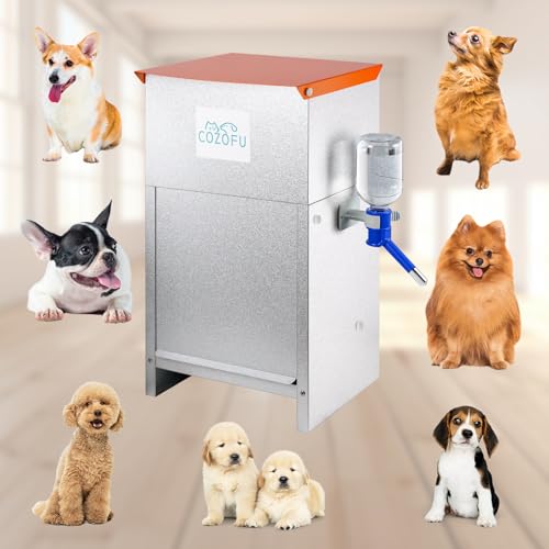 Automatic Gravity Fed Dog Feeder Bowls Pet Food Dispenser 25lbs (Deep Orange(Kettle))
