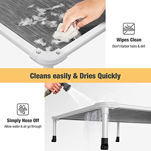 Chew Proof Elevated Dog Bed (Black Silver / 42.0"L x 30.0"W x 7.0"Th)