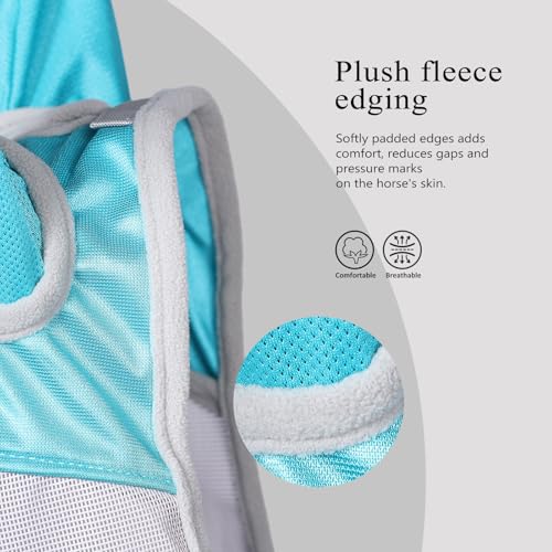 Half Face Horse Fly Mask UV Protection and Breathable for Equine Use Comfortable Mint L (Mint-Grey / Large (Horse))