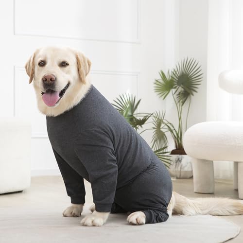 Dog Onesie Surgery Recovery Suit for Large Medium Bodysuit Dogs Pajamas PJS Full Body for Shedding (4X-Large (Pack of 1) / Dark Grey)