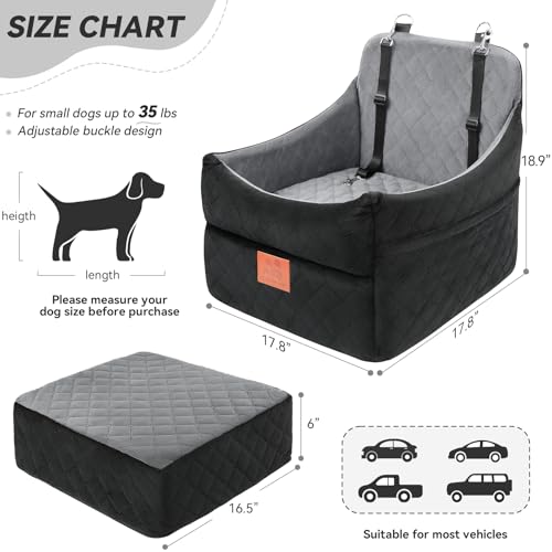 Dog Car Seat for Small (Black/Grey)