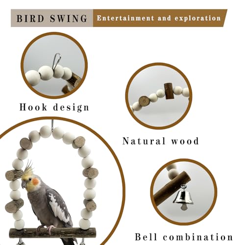 5Pcs Natural Wooden Bird Perch Set (Brown / 5PCS-A)