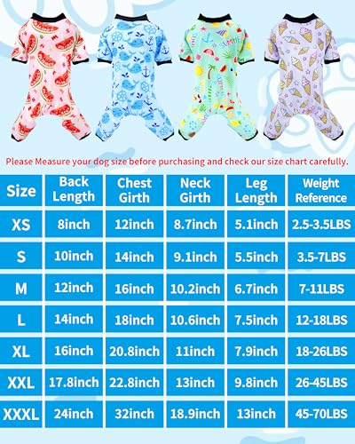4 Pack Whale Dog Pajamas for Medium Large Dogs (X-Large)