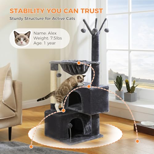 Cat Tree 45" for Indoor Cats (Smoky Gray / 45 inches)