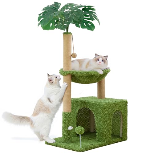 38'' Cat Tree Condo with Hammock Cat Tower with Scratching Posts Green Large (Green / 48‘’)