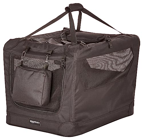 Folding Portable Soft Pet Dog Crate Carrier Kennel (BLACK / 26.2"L x 17.8"W x 18.1"H)
