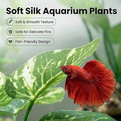 10 Pack Silk Aquarium Plants Fish Tank Decorations (C（green 10 Pack）)