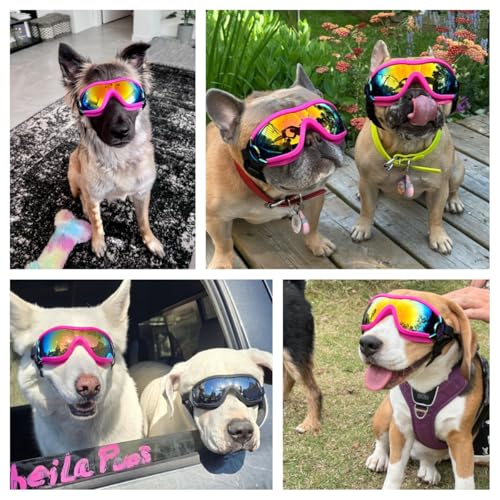 Dog Goggles for Large Breed Pet Sunglasses Eye Protection Anti (Pink / Large)