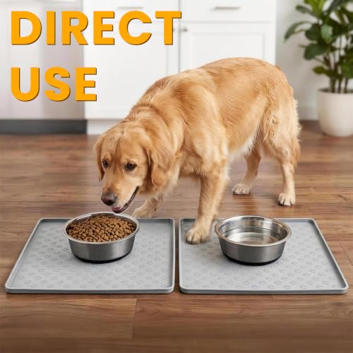 2 Pack Dog Food Mat Anti (11.8"L x 11.8"W - 2 Pack / Light Gray)